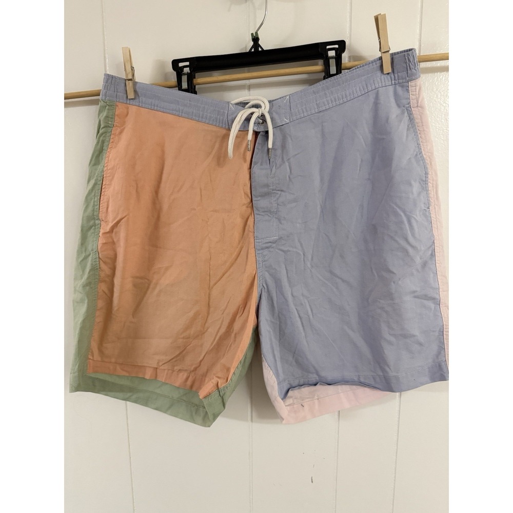 Brooks Brothers Men's Swim Colorblock Pastel Shorts XLarge Drawstring Mesh Lined